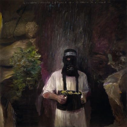 Pietro Geranzani L’Europa durante la pioggia IV. Io faccio la pioggia, 2018, olio su tela, cm 180×180