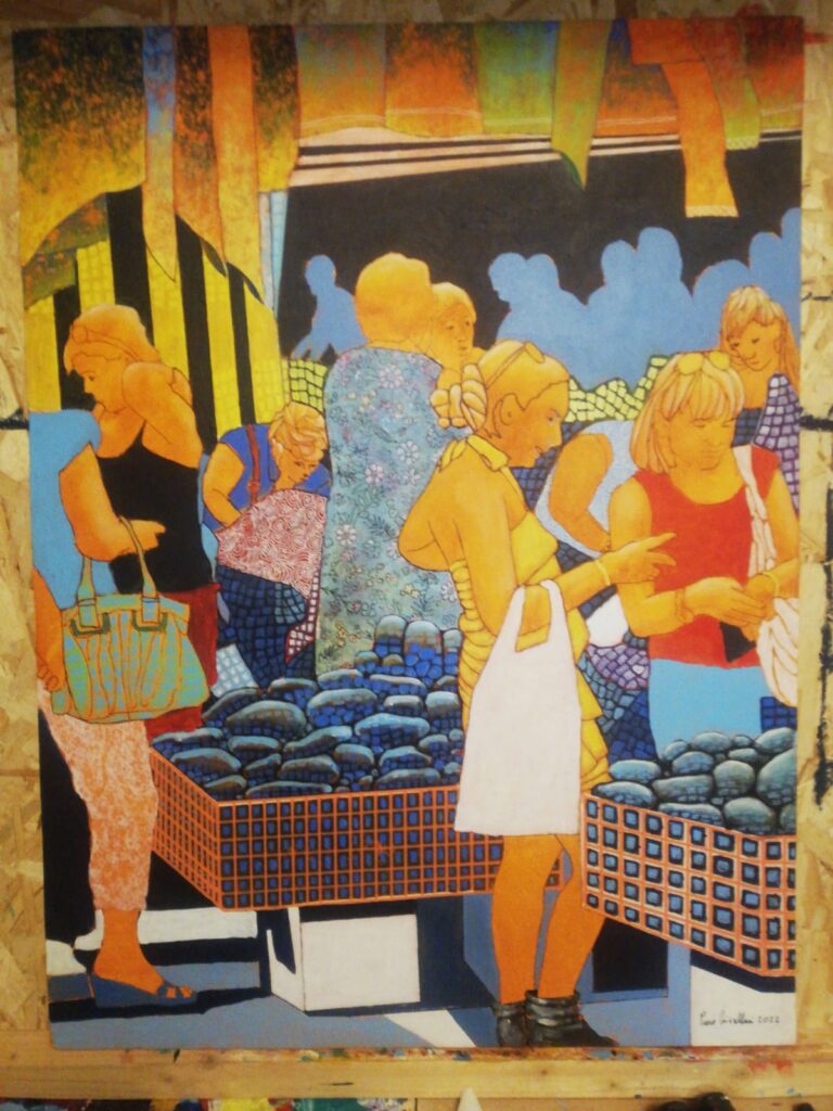 Pietro Crivellari, Il vestito a fiori. Acrilico su tela. 60x80. 2022 - zeropositivo