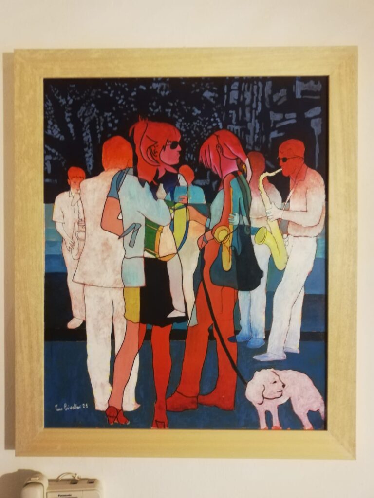 Pietro Crivellari, La banda musicale. Olio su cartoncino 67x85. 2021 - zeropositivo